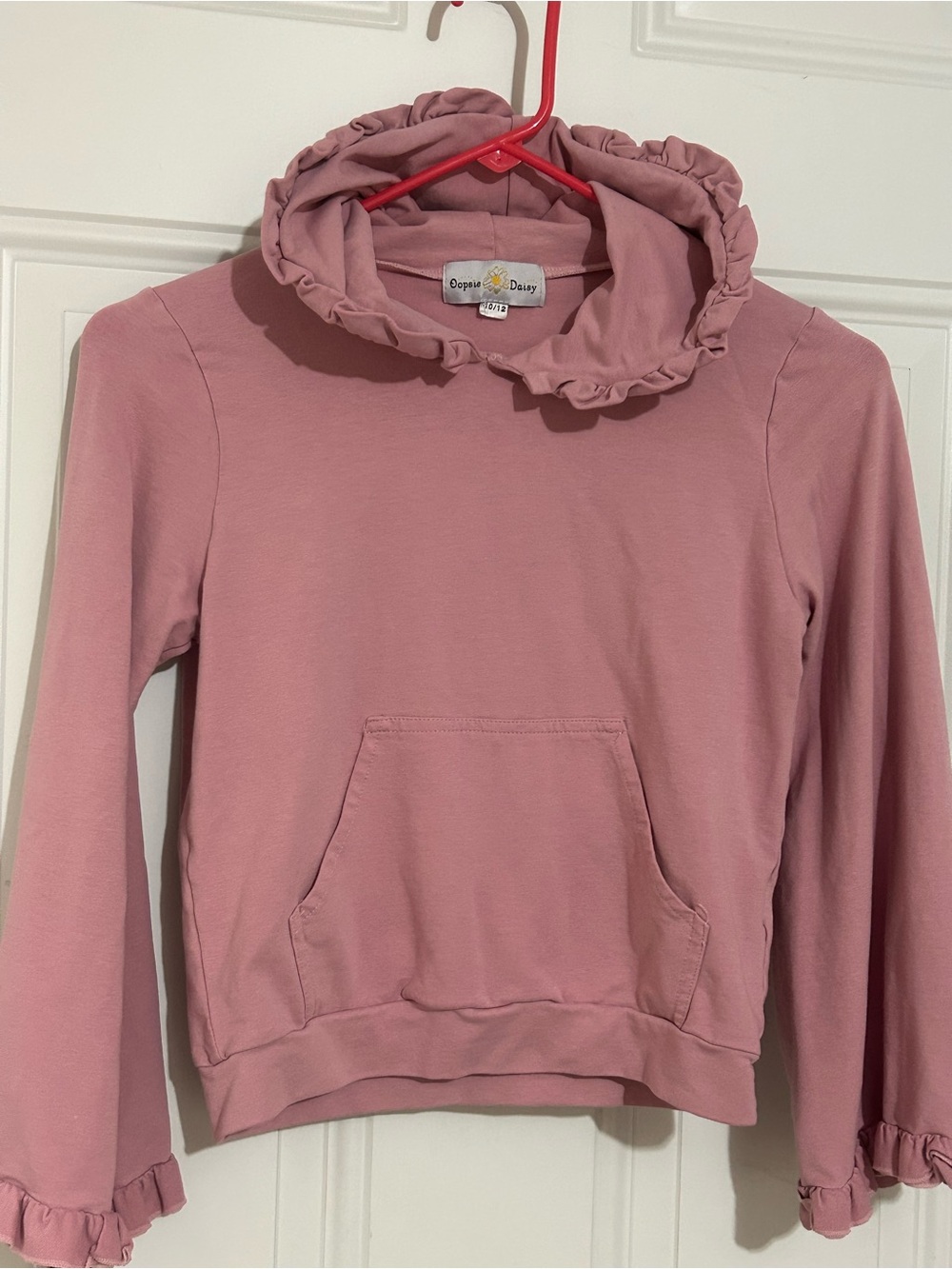 Cozy Ruffle Hooded Sweatshirt for Kids - Dusty Pink